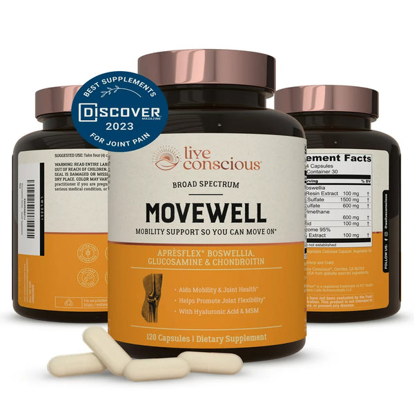 Live Conscious Movewell Glucosamine Chondroitin with MSM, 600Mg, 30 Servings