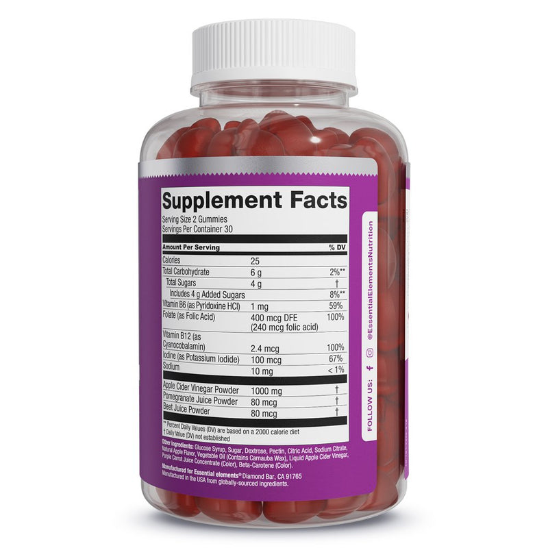 Essential Elements Apple Cider Vinegar Gummies Dietary Supplement, 60 Count