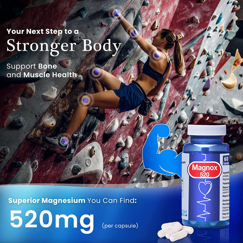 Magnox Magnesium Supplements for Muscle Relief 60 Magnesium Pills 520 Mg
