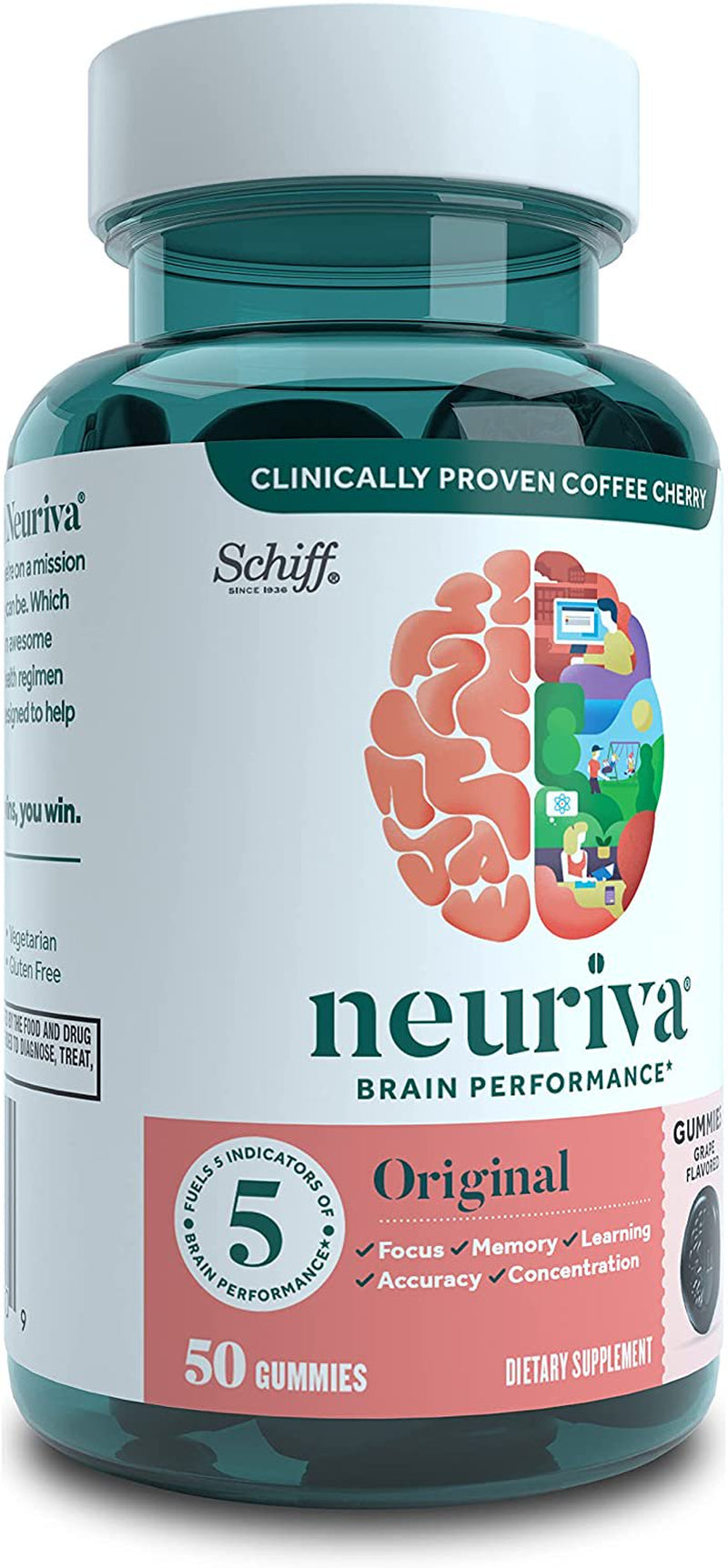 Neuriva Brain Performance - Original Gummies Grape 50 Gummies Pack of 2