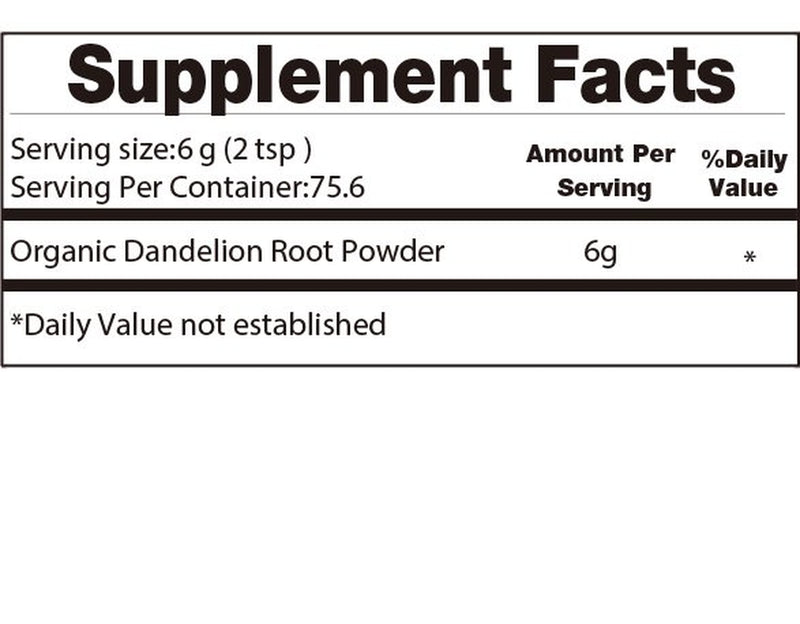 Organic Dandelion Root Powder 1 Pound for Tea and Beverages, Vegan Friendly Antioxidant Power for Liver Support