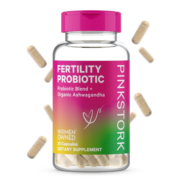 Pink Stork Fertility Probiotic: Probiotics with Ashwagandha for Gut Health and Wellness, 30 Capsules