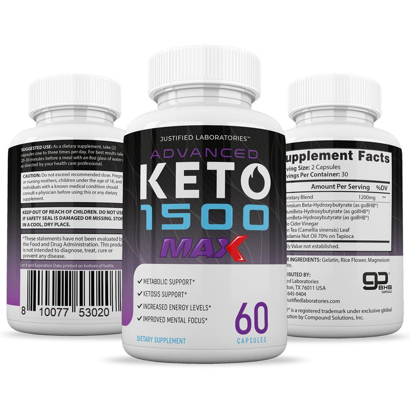(2 Pack) Advanced Keto 1500 Max 1200MG Pills Advanced Ketogenic Supplement Real Exogenous Ketones Ketosis Support for Men Women 120 Capsules