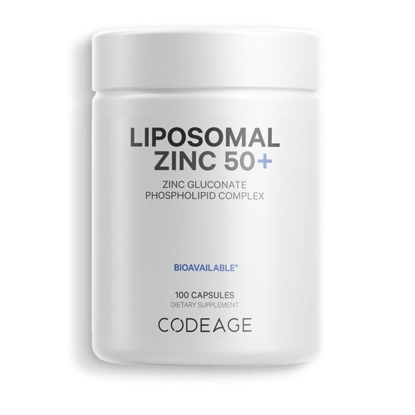 Codeage Liposomal Zinc, 3-Month + Supply, Zinc Gluconate Essential Mineral Vegan Supplement, Non-Gmo, 100 Ct