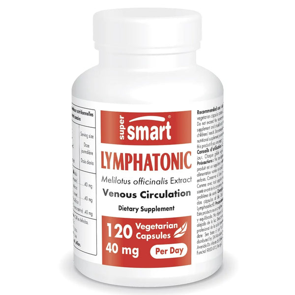 Supersmart - Lymphatonic 40 Mg per Day - Lymphatic Drainage Supplement - Swelling Relief & Veinotonic Pills | Non-Gmo & Gluten Free - 120 Vegetarian Capsules