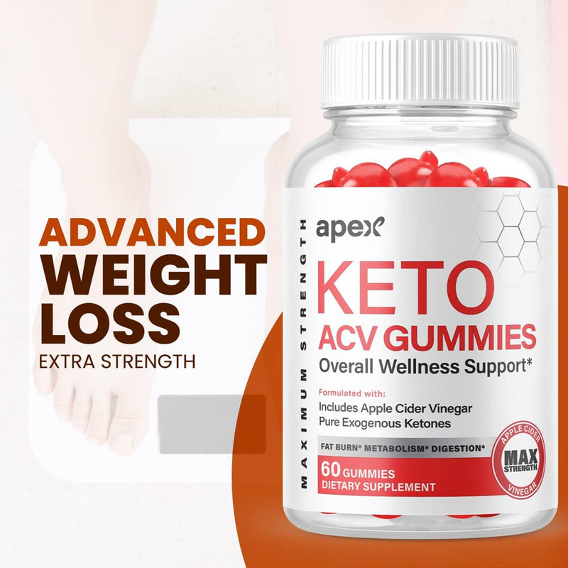 (1 Pack) Apex Keto ACV Gummies - Supplement for Weight Loss - Energy & Focus Boosting Dietary Supplements for Weight Management & Metabolism - Fat Burn - 60 Gummies
