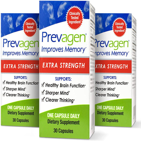 Prevagen Improves Memory - Extra Strength 20Mg, 30 Capsules |3 Pack| with Apoaequorin & Vitamin D | Brain Supplement for Better Brain Health, Supports Healthy Brain Function & Clarity