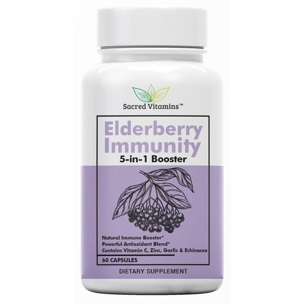 Premium Elderberry Immune Support Supplement - Immune Booster for Adults with Vitamin C, Elderberry, & Zinc - Immune System Booster, Packed with Antioxidants for Overall Wellness - 60 Capsules
