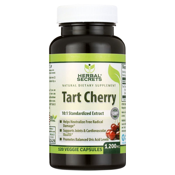 Herbal Secrets Tart Cherry Extract 1200 Mg 120 Capsules (Non-Gmo)- Helps Neutralize Free Radical Damage* Promotes Cardiovascular & Joint Health*