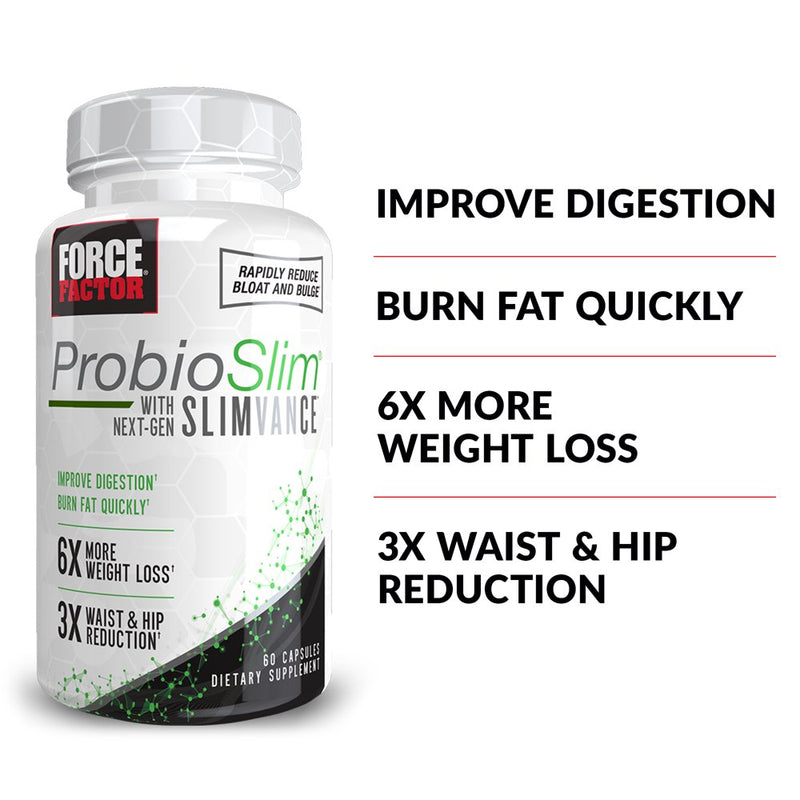 Force Factor Probioslim with Next-Gen SLIMVANCE Probiotic Fat Burner for Women and Men, 60 Capsules