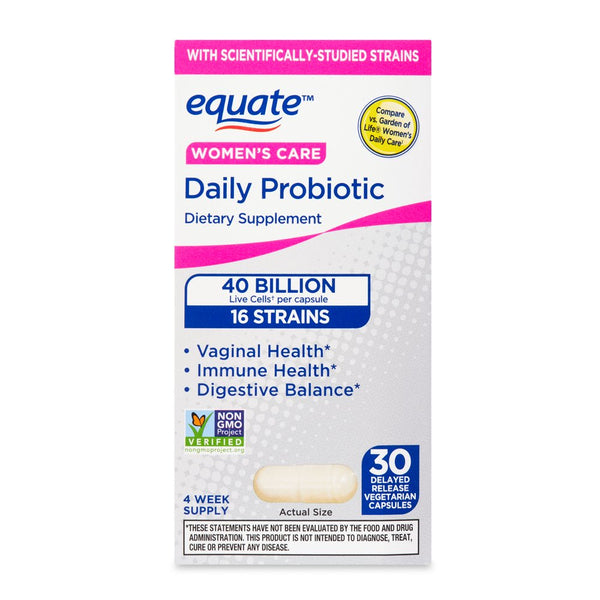 Equate Women'S Care Daily Probiotic Delayed Release Vegetarian Capsules, 30 Count