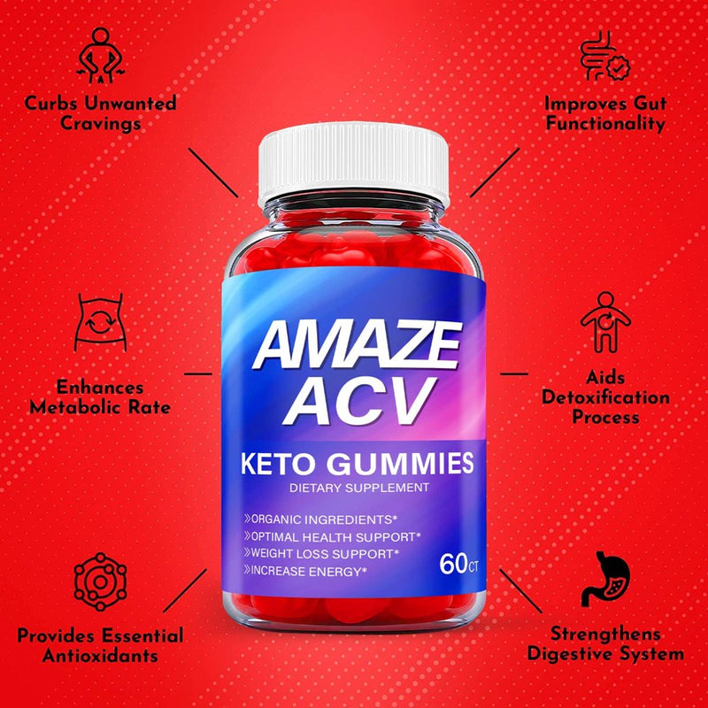 (1 Pack) Amaze Keto ACV Gummies - Supplement for Weight Loss - Energy & Focus Boosting Dietary Supplements for Weight Management & Metabolism - Fat Burn - 60 Gummies
