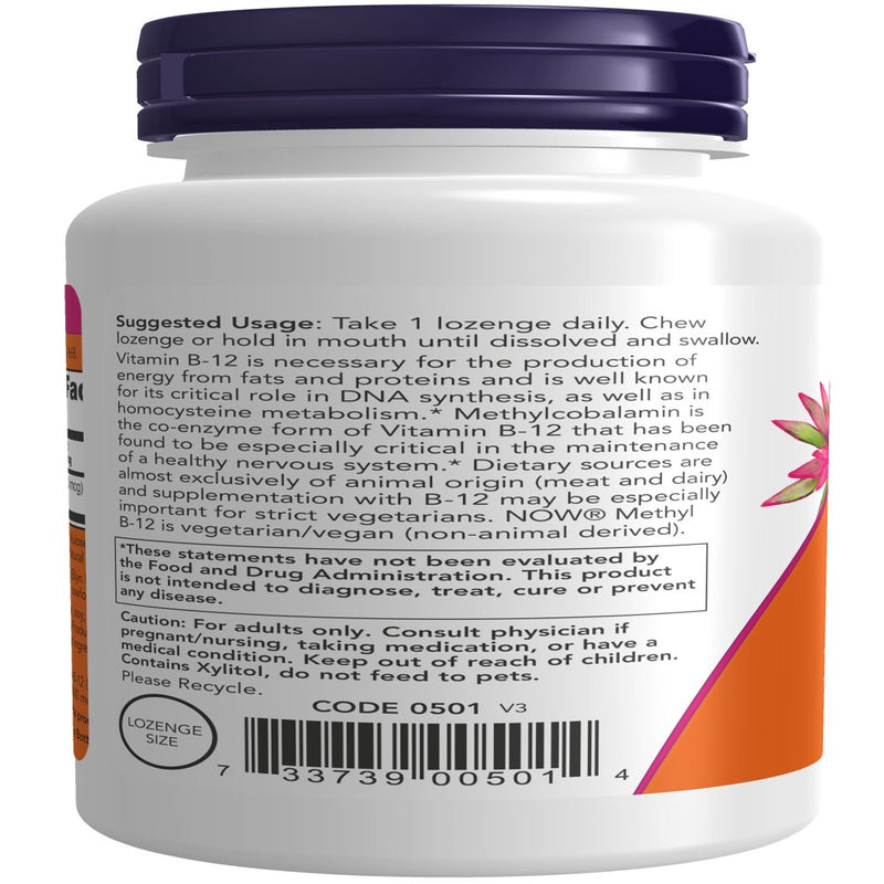 NOW Supplements, Methyl B-12 (Methylcobalamin) 10,000 Mcg, Nervous System Health*, 60 Lozenges