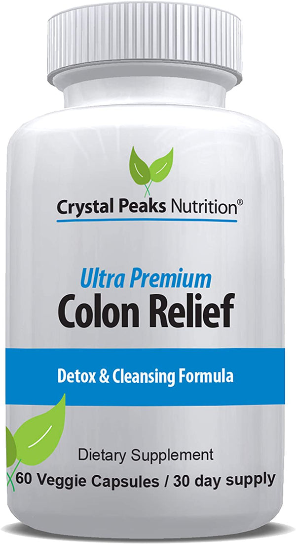 Crystal Peaks Nutrition Colon Cleanser Capsules for Constipation Relief and Weight Loss - Extra Strength Detox Pills Promote Regularity & Healthy Digestion for Relief from Gas and Bloating Discomfort