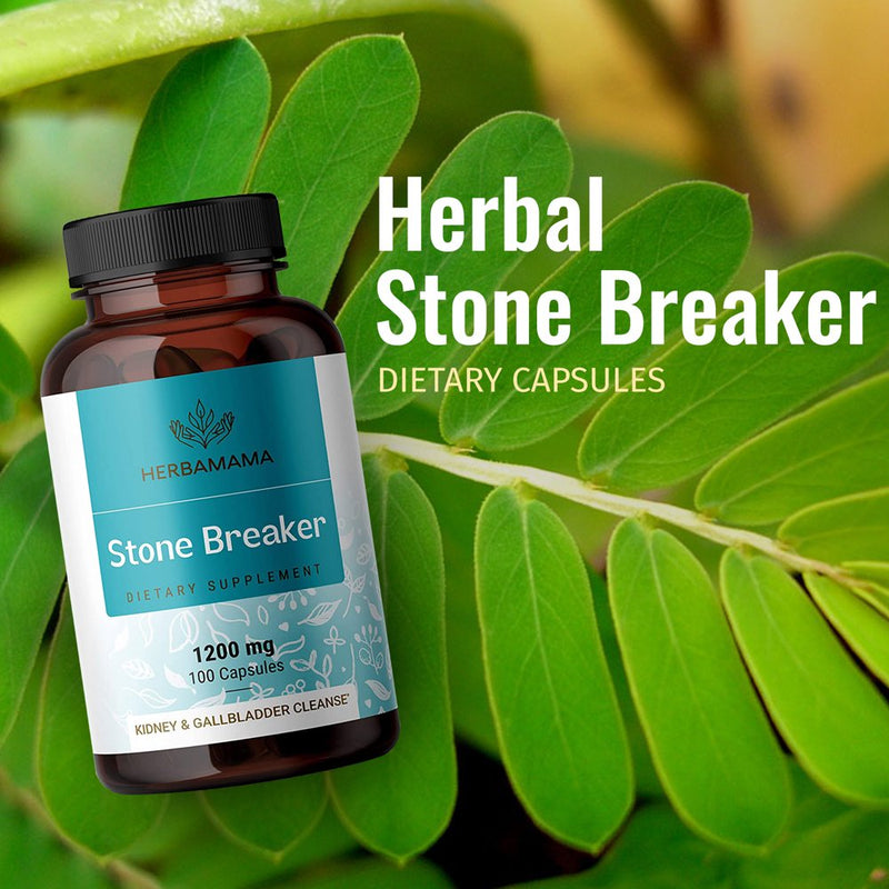 HERBAMAMA Stone Breaker 100 Capsules - Organic Chanca Piedra Kidney & Liver Support, Urinary Cleanse