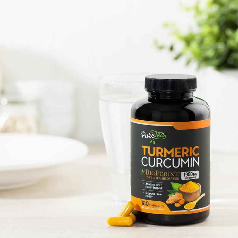 Turmeric Curcumin with Bioperine 1950Mg, 95% Standardized Curcuminoids - Black Pepper for Max Absorption, Herbal Joint Support, Nature'S Tumeric Extract Supplement Non-Gmo - 180 Capsules