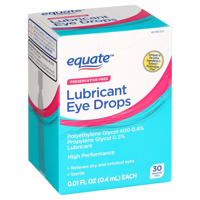 Equate, Lubricant Eye Drops, Preservative-Free, 0.1 Oz., 30 Count