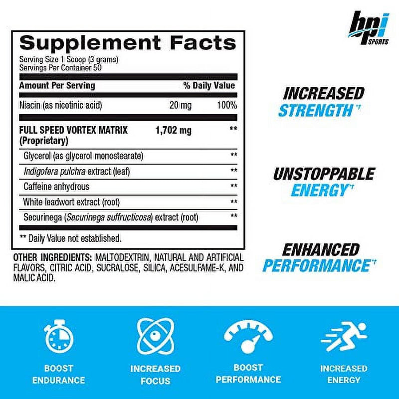 BPI Sports 1.M.R Vortex Pre Workout Powder, Non Habit Forming, Sustained Energy & Nitric Oxide Booster, Power Juice, 5.3 Ounce