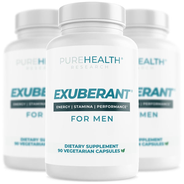 Testosterone Booster Exuberant for Men by Purehealth Research, 3 Bottles