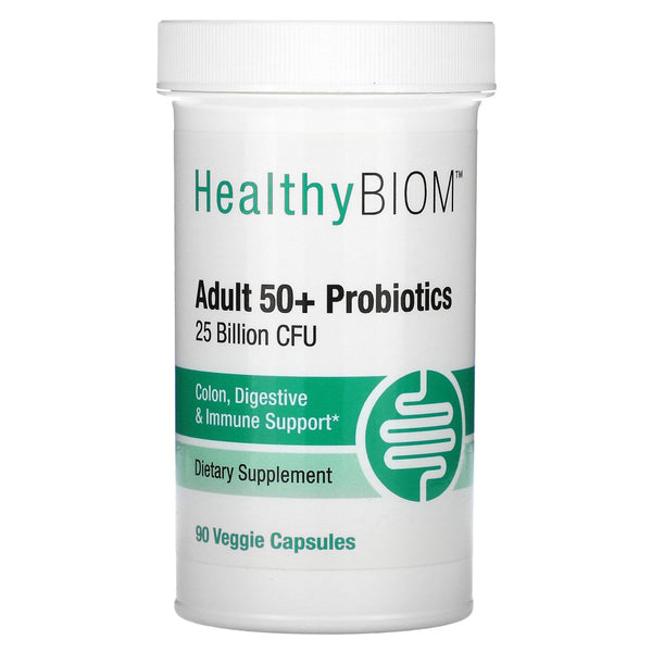 Healthybiom Adult 50+ Probiotics, 25 Billion CFU, 90 Veggie Capsules