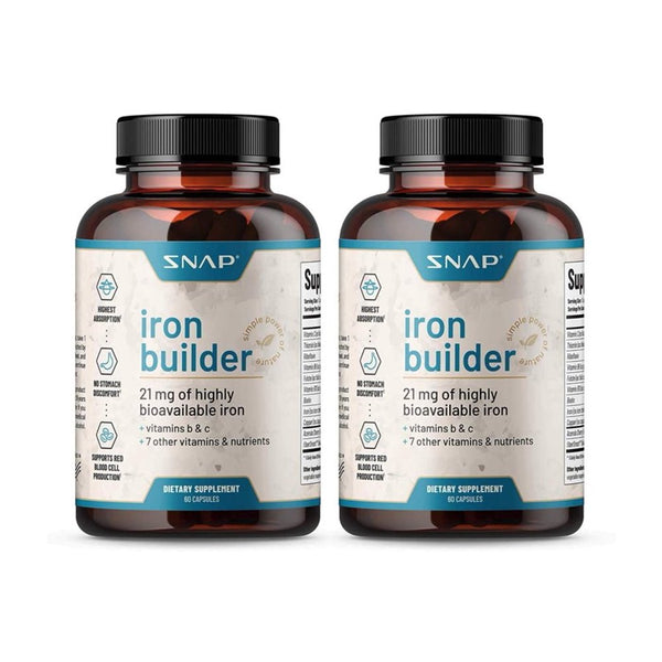 Snap Supplements Iron Builder - Raise Iron Levels & Blood Builder, 60 Count, 2Pk