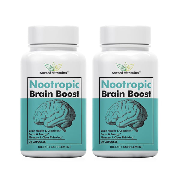 Premium Brain Booster Nootropic for Energy, Focus, Cognition, Memory Support, and Mood Boost - Complete Brain Supplement for Men and Women (2-Pack)