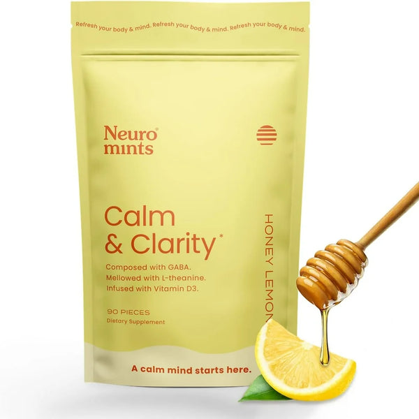 Neuromints Honey Lemon GABA Calm Mints with Vitamin D3 and L Theanine Nootropics, Pack of 6 (72 Count)