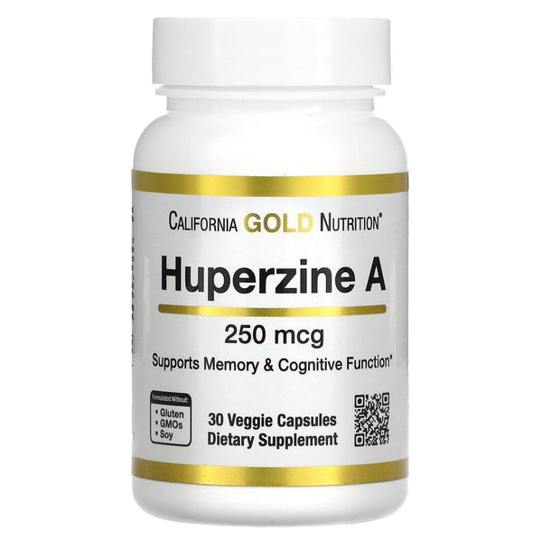 Huperzine a by California Gold Nutrition - Support for Memory & Cognitive Function - Promotes Healthy Acetylcholine Levels - Vegan Friendly - Gluten Free, Non-Gmo - 250 Mcg - 30 Veggie Capsules