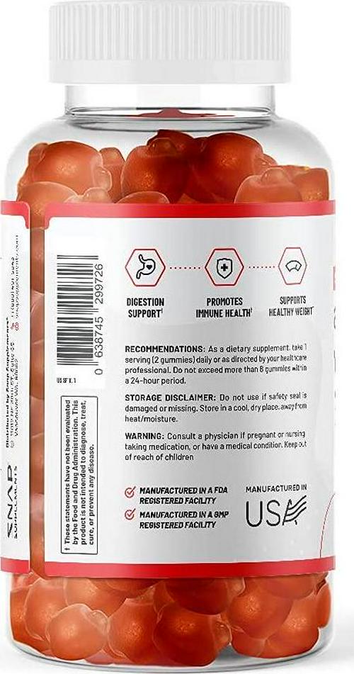 ACV Gummies Apple Cider Vinegar Gummies with The Mother - Gummy Vitamins for Detox and Cleanse, Weight Management, Immunity and Metabolism, Pomegranate, Beetroot - 60 Gummies (Sugar Free)