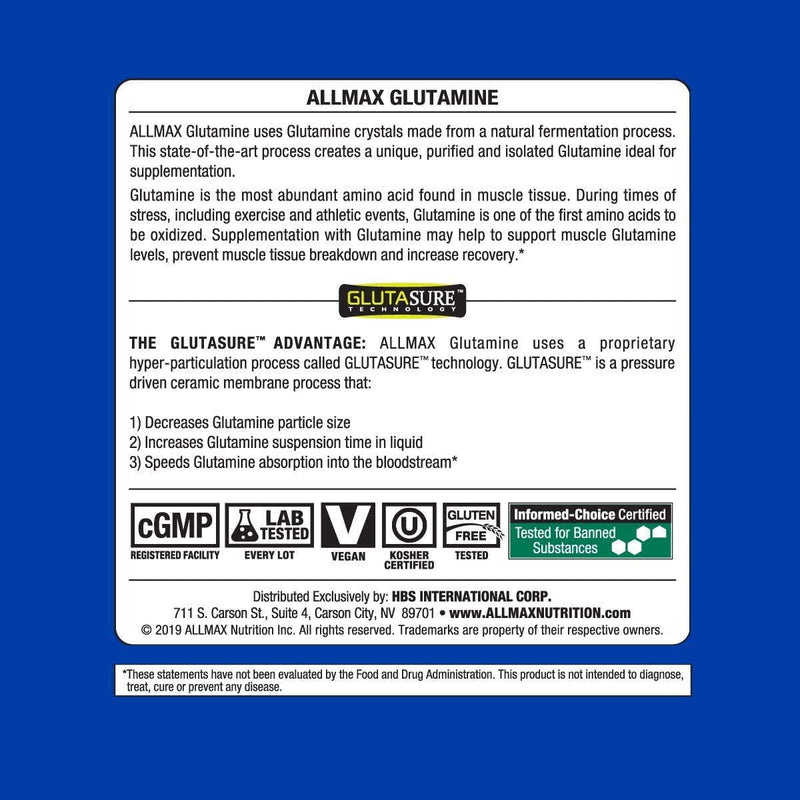 ALLMAX Nutrition 100% Pure Micronized Glutamine Powder, 1000g