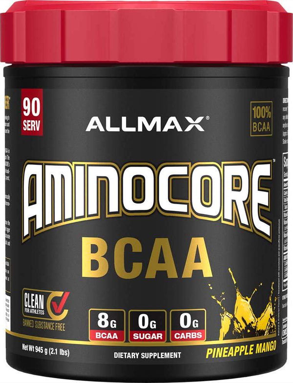 ALLMAX Nutrition AMINOCORE BCAA Powder, 8.18 Grams of Amino Acids, Intra and Post Workout Recovery Drink, Gluten Free, Pineapple Mango, 945 g