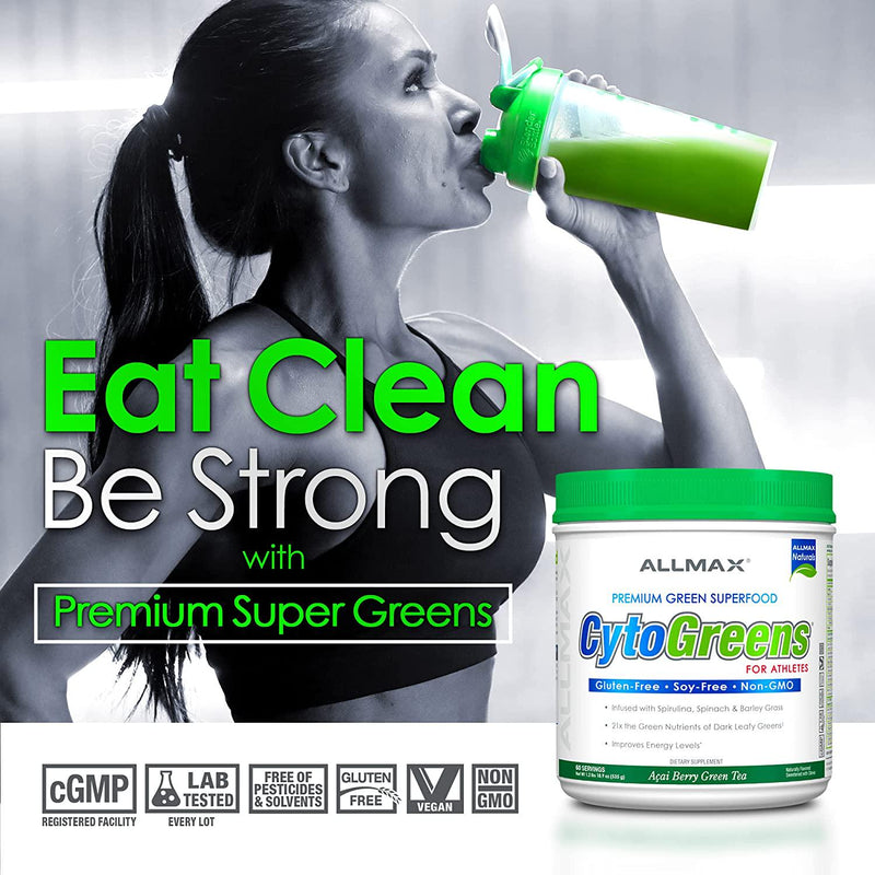 ALLMAX Nutrition - Cytogreens Super Greens Powder, Infused with Spirulina, Spinach and Barley Grass, Supports Immune Health and Digestive Function, Gluten Free and Vegan Friendly, 267 Grams
