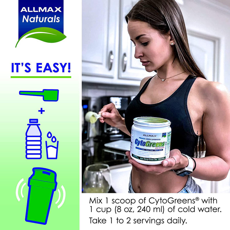 ALLMAX Nutrition - Cytogreens Super Greens Powder, Infused with Spirulina, Spinach and Barley Grass, Supports Immune Health and Digestive Function, Gluten Free and Vegan Friendly, 267 Grams