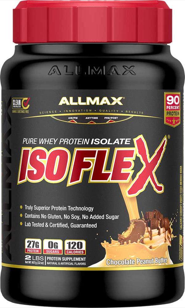 ALLMAX Nutrition - ISOFLEX Whey Protein Powder, Whey Protein Isolate, 27g Protein, Chocolate Peanut Butter, 2 Pound