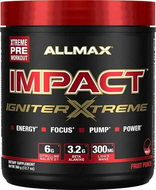 ALLMAX Nutrition - Impact Igniter Extreme Pre Workout Powder - with Citrulline Malate, Beta - Alanine, Caffeine, Taurine, and, Betaine anhydrous (Fruit Punch)