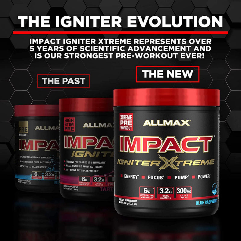 ALLMAX Nutrition - Impact Igniter Extreme Pre Workout Powder - with Citrulline Malate, Beta - Alanine, Caffeine, Taurine, and, Betaine anhydrous (Fruit Punch)