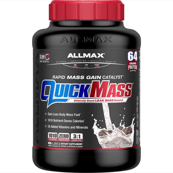 ALLMAX Nutrition Quickmass Loaded Mass Gainer Cookies and Cream 6 Lbs