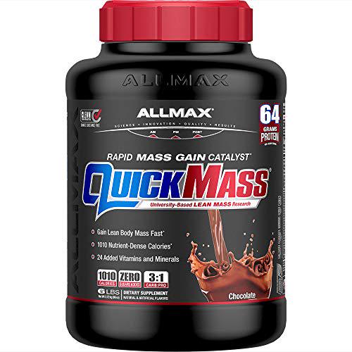 ALLMAX Nutrition QuickMass, Rapid Mass Gain Catalyst, Premium Mass Gainer with Complex Carbohydrates, 1010 Calories and 64 Grams of Protein, Chocolate, 6 Pound