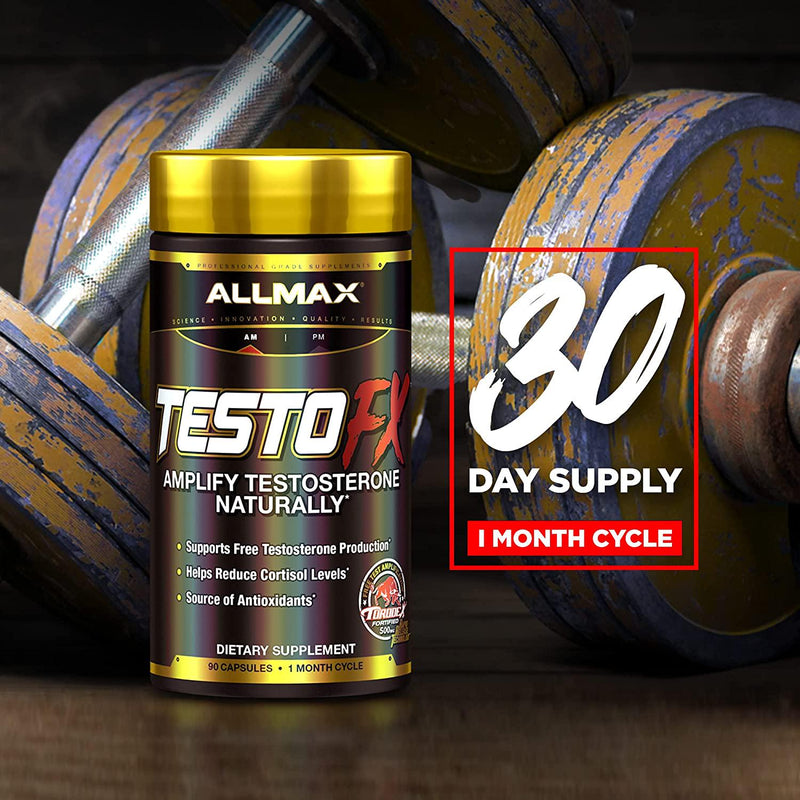 ALLMAX Nutrition TESTOFX Testosterone Booster for Men, Supports Strength, Stamina, and Endurance, and Promotes Muscle Growth, Formulated with Tribulus Terrestris, Ashwagandha, Tongkat Ali, 90 Capsules, 30 Day Supply