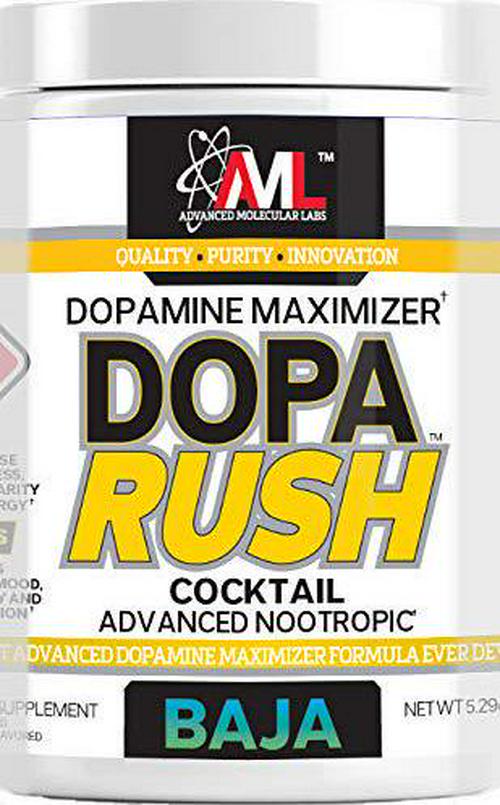 AML - Dopa Rush Powder, Dopamine Maximizer, Focus, Energy and Clarity Supplement, Baja, 5.29 oz (30 Servings)
