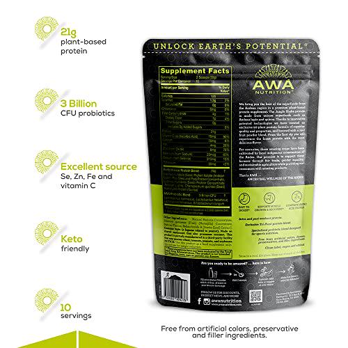 AWA Nutrition Premium Andean Plant-Based Protein Powder | Jungle Shake: Banana + Naranjilla | Gluten-Soy-Dairy Free | KETO and Vegan | Probiotics and Vitamins | Made with Ancestral Superfoods