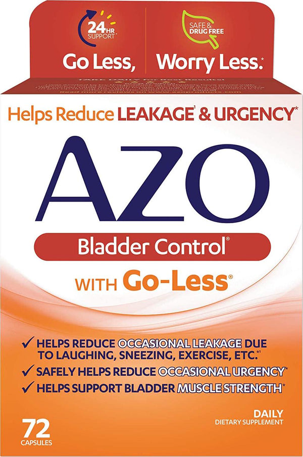 AZO Bladder Control with Go-Less Daily Supplement | Helps Reduce Occasional Urgency* | Helps reduce occasional leakage due to laughing, sneezing and exercise | 72 Capsules