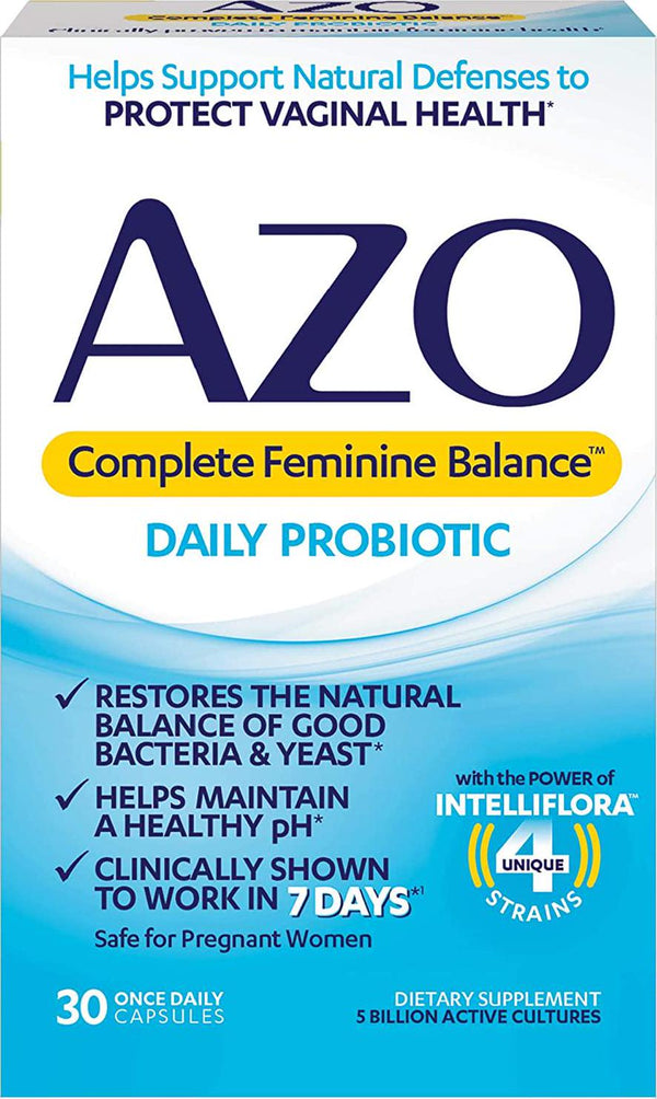 AZO Complete Feminine Balance Daily Probiotics for Women | 30 Count | Clinically Proven to Help Protect Vaginal Health | Clinically Shown to Work in 7 Days*