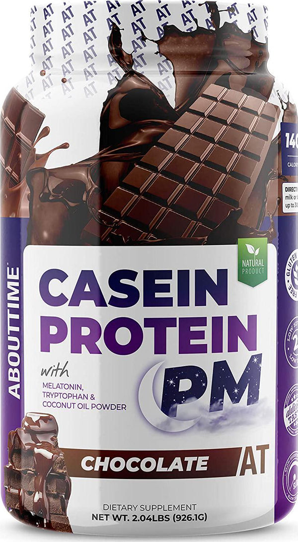 About Time Casein Protein Chocolate 2lb - 19g Protein, Nighttime Recovery Formula, No Artificial Sweeteners, No Growth Hormones