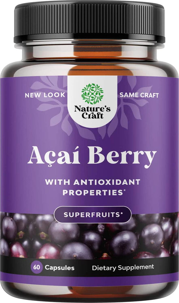 Acai Berry Capsules Antioxidant Supplement - Acai Berry Cleanse Superfood Supplement for Brain Booster Heart Health and Natural Energy Boost - Acai Capsules and Memory Supplement for Brain Health