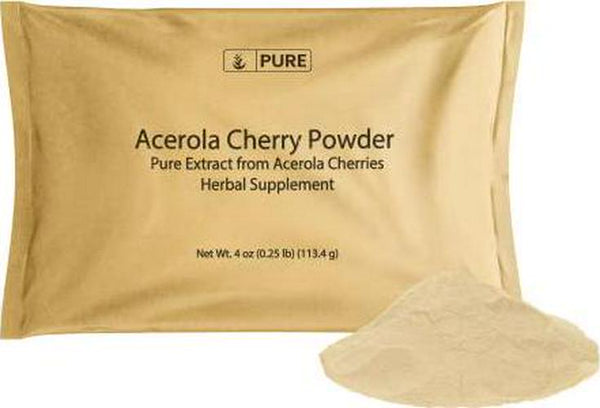 Acerola Cherry Powder, 4 oz, ½ TSP Serving, 100% Pure and Natural, Non-GMO and Gluten-Free, Eco-Friendly Packaging