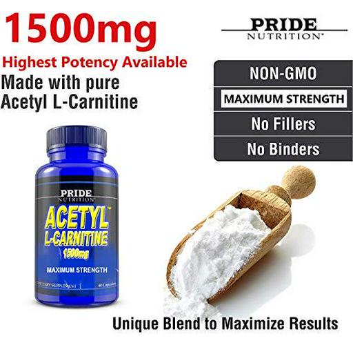 Acetyl L Carnitine 1500mg Supplement for Energy, Body Recomposition, Mental Sharpness, Memory and Focus- Antioxidant Brain Protection- Zero Fillers- Extra Strength Premium Grade L-Carnitine 60 Capsules