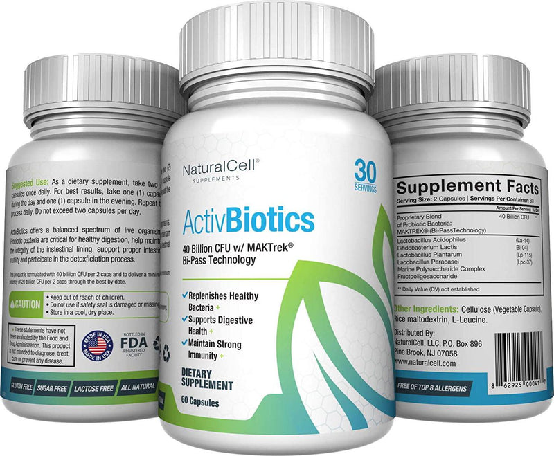 ActivBiotics - Premium Probiotic - 40 Billion CFU with MakTrek Bi-Pass Technology to Ensure Survival 20x More Effective Healthy Digestion