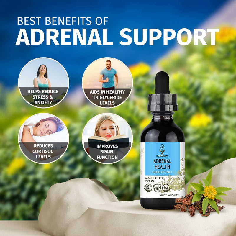 Adrenal Health Liquid Extract 2 fl oz | All-Natural Adrenal Supplement | Herbal Formula | Cortisol Manager with Ashwagandha and Rhodiola Rosea | Anxiety and Stress Relief | Mood Booster