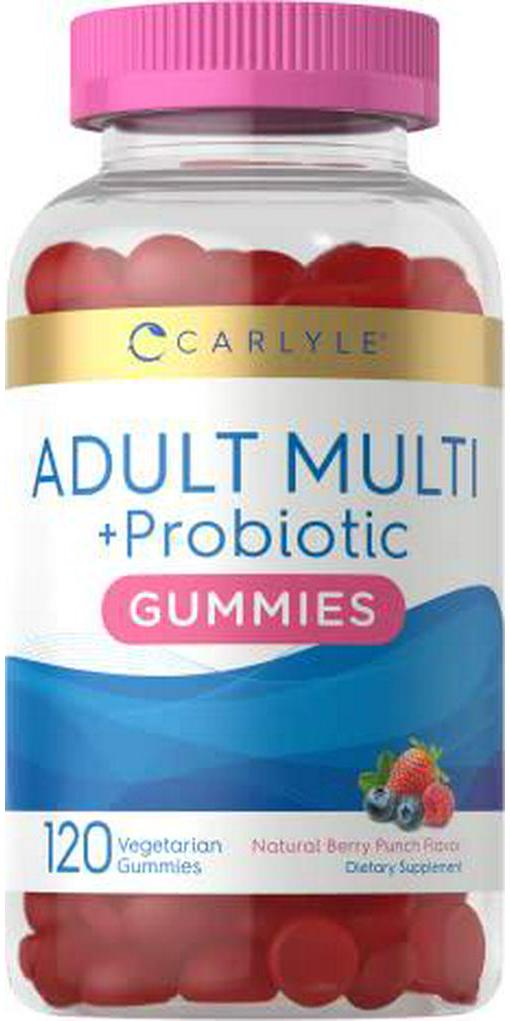 Adult Multivitamins Gummies | with Probiotic | 120 Count | Berry Punch Flavor | Vegetarian, Non-GMO, Gluten Free Supplement | by Carlyle